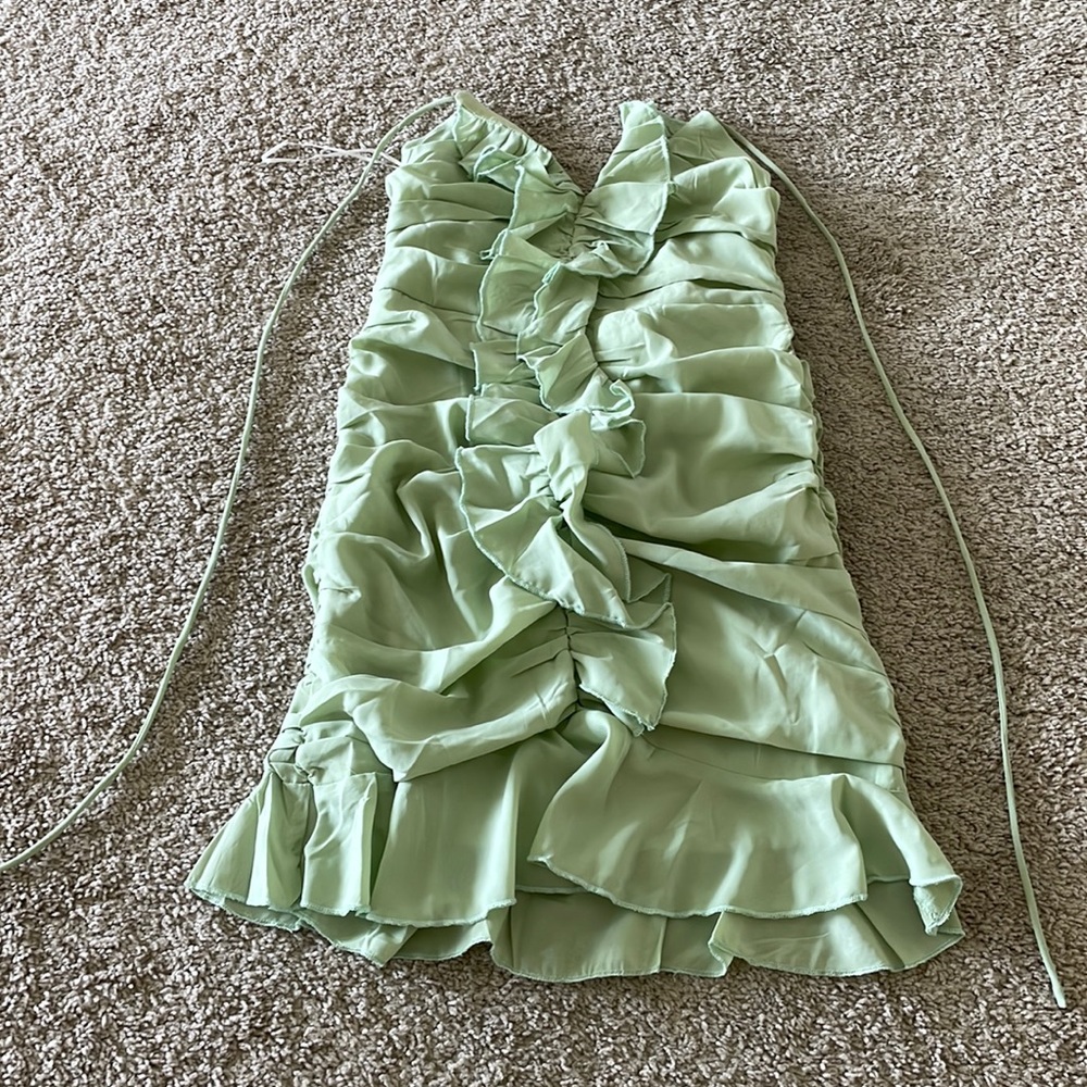 Princess Polly brand new green halter mini dress